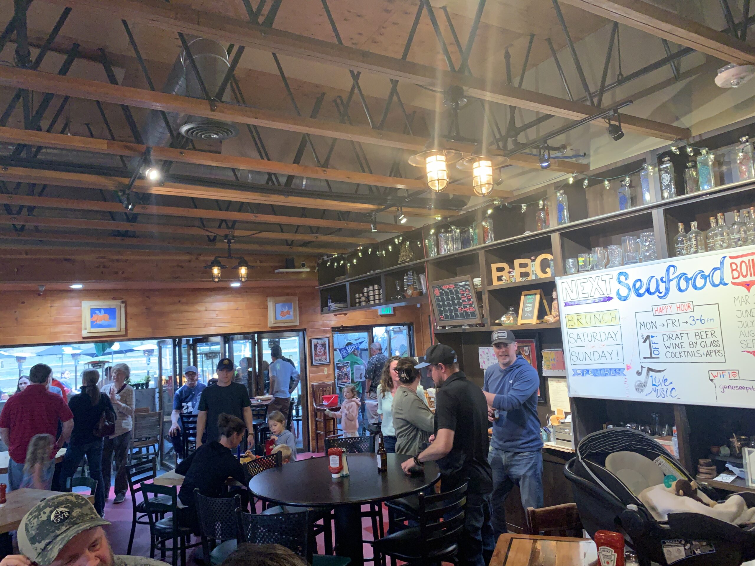 Customers gathering inside a local restaurant near Genesee, Colorado
